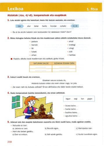 Atzizkiak (-tza, -ti/-di), konparazioak eta esapideak