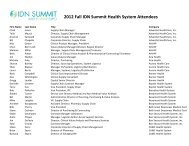 2012 Fall IDN Summit Health System Attendees - IDN Summit and ...