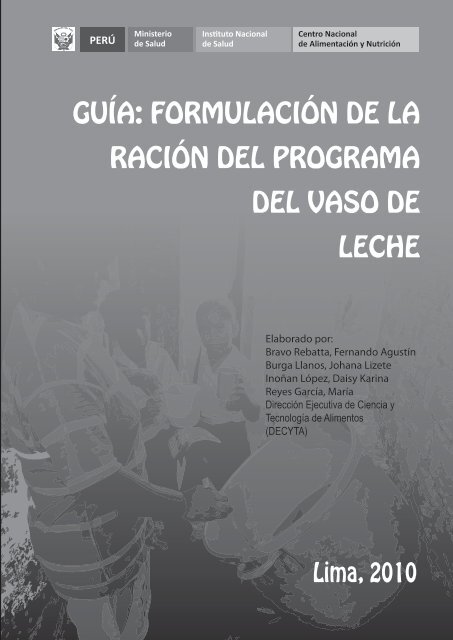 guÃ­a: formulaciÃ³n de la raciÃ³n del programa del vaso de leche