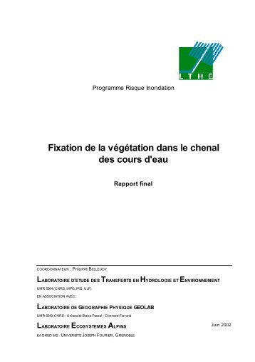 Fixation de la végétation dans le chenal des cours d'eau