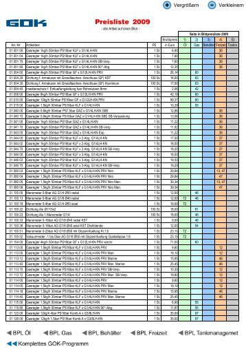 Preisliste 2009 - GOK Regler und Armaturen Polska