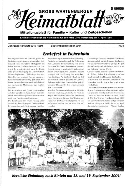 Heimatblatt 2004 Heft 5 September/Oktober - Kreis Groß Wartenberg