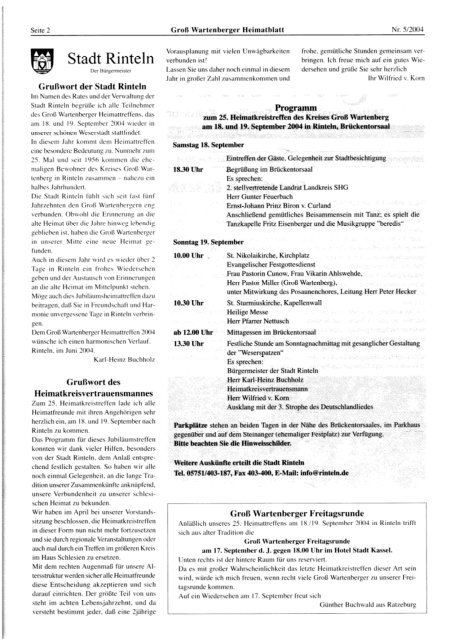 Heimatblatt 2004 Heft 5 September/Oktober - Kreis Groß Wartenberg