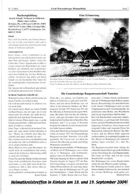 Heimatblatt 2004 Heft 5 September/Oktober - Kreis Groß Wartenberg