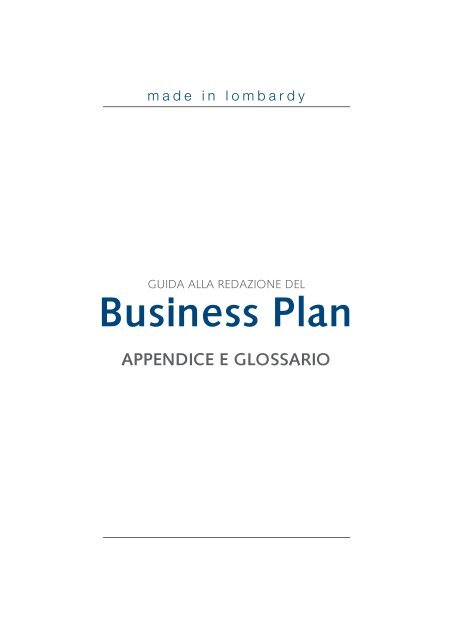 Business Plan - Appendice e Glossario - Bnl