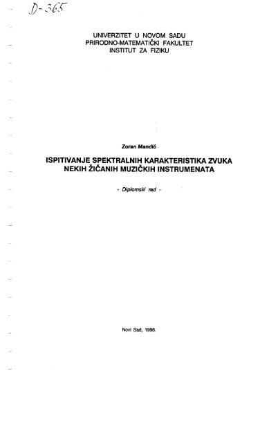 Zoran Mandić - Ispitivanje spektralnih karakteristika zvuka nekih ...