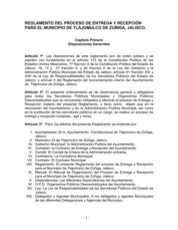 Reglamento del Proceso Entrega y Recepción para el - H ...