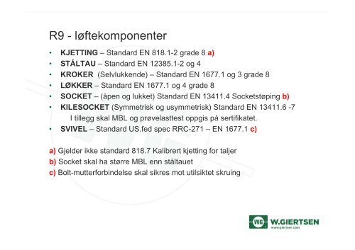 NORSOK R002 TILLEGG C LÃ¸ftetilbehÃ¸r Til bruk ombord