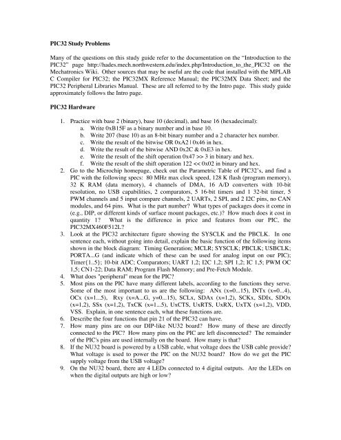 PIC32 Study Guide - Northwestern Mechatronics Wiki