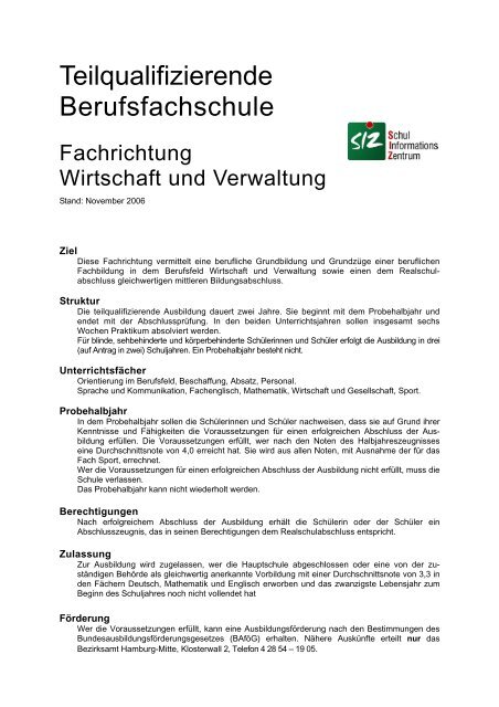 Teilqualifizierende Berufsfachschule - Berufliche Schule für ...