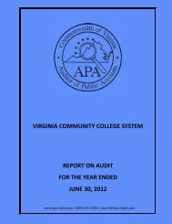 Virginia Community College System for the year ended June 30, 2012