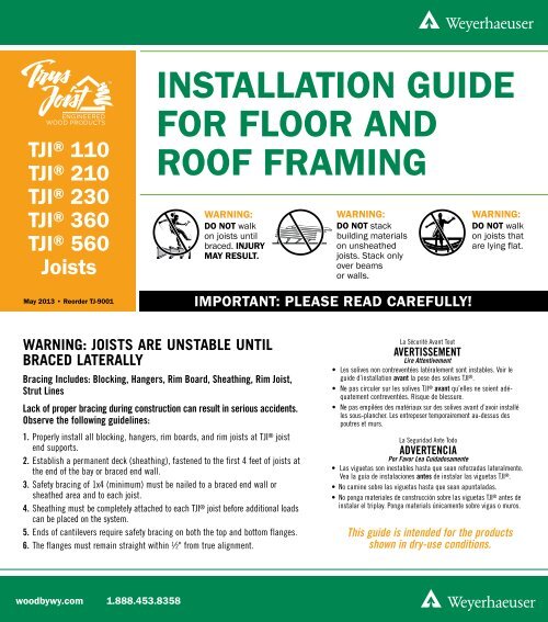 Installation Guide for TJI 110, 210, 230, 360 and ... - Weyerhaeuser