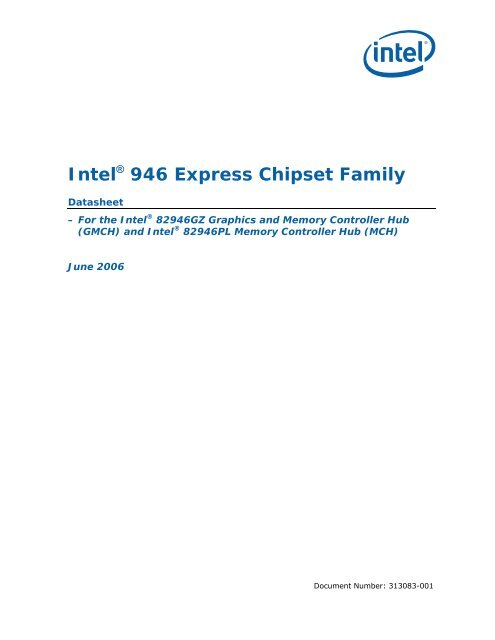 Intel® 946 Express Chipset Family Datasheet