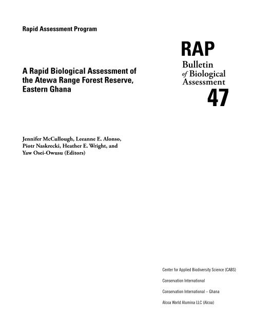 Rapid survey of the birds of the Atewa Range Forest Reserve, Ghana