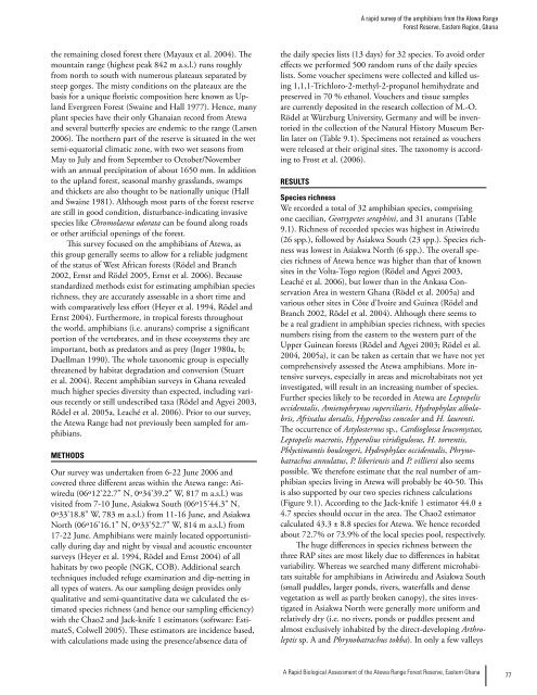 Rapid survey of the birds of the Atewa Range Forest Reserve, Ghana