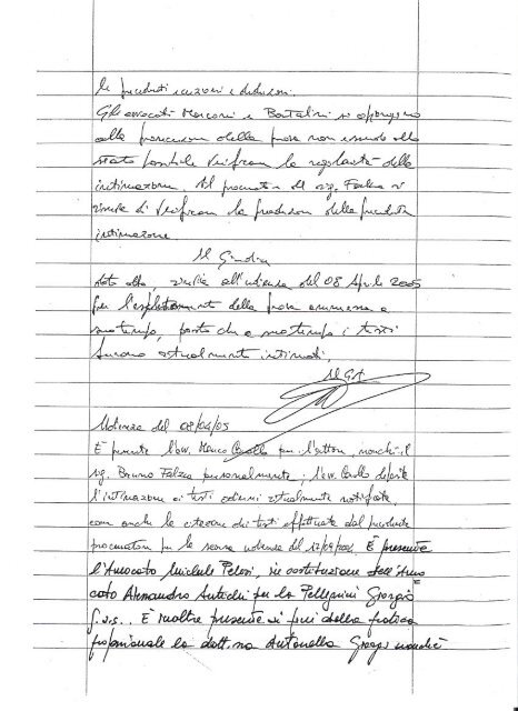 Verbale Di Udienza Con Interrogatorio Dei Testi Sigg Bruno Falzea