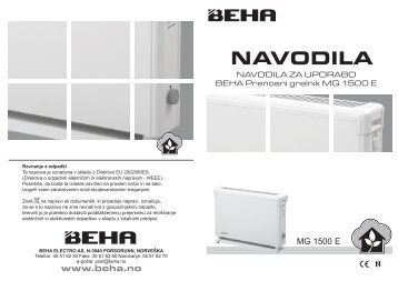 Navodila za prenosni radiator BEHA MG 1500 E - elektricno ...