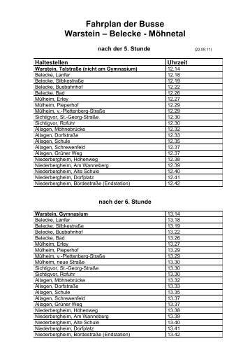 Fahrplan der Busse Warstein – Belecke ... - Gymnasium Warstein