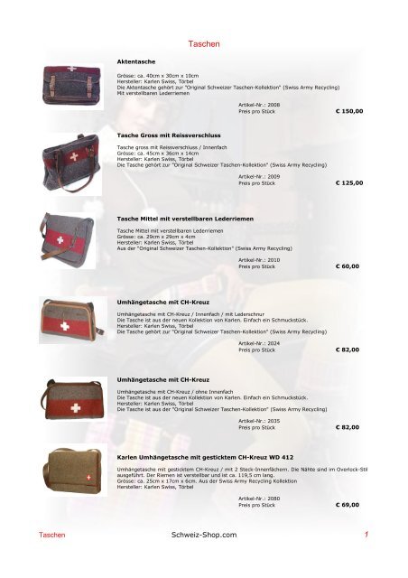 Taschen 1 - Schweiz-Shop.com