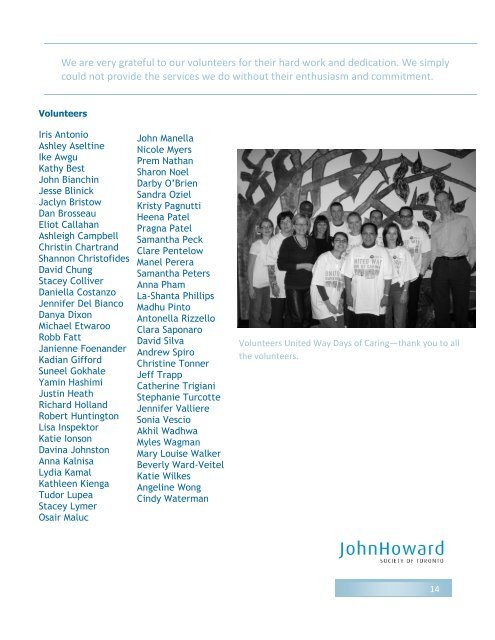 Staff of the John Howard Society of Toronto
