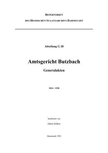 Abteilung G 28 Amtsgericht Butzbach Generalakten - Hadis - Hessen