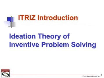 ITRIZ Introduction Ideation Theory of Inventive Problem Solving