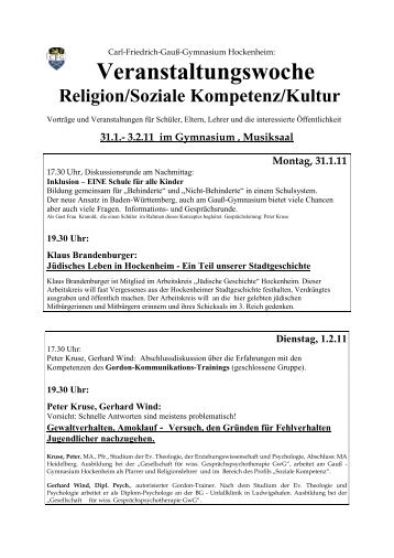 Veranstaltungswoche Religion/Soziale Kompetenz/Kultur