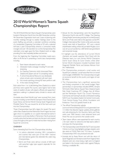 SQUASH NEW ZEALAND Annual Report - Devoy Squash & Fitness ...