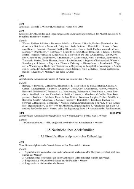 DEPOSITUM UND NACHLASS v. WERNER - Hadis - Hessen