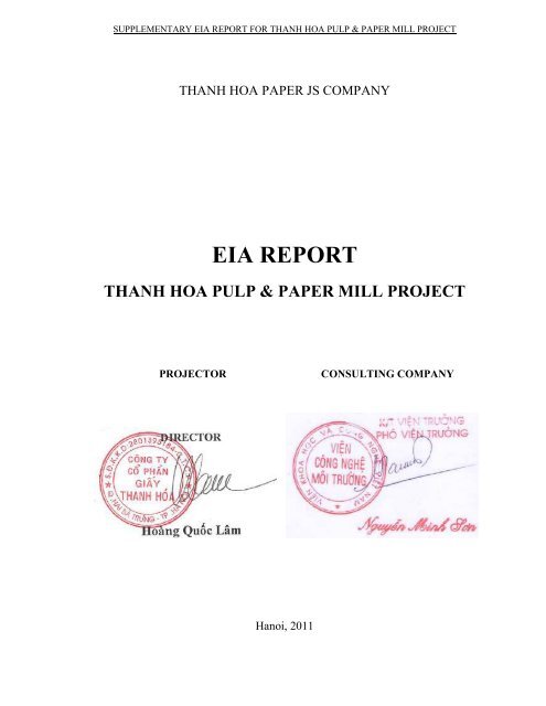 EIA Report Thanh Hoa Pulp and Paper Mill Project, Hanoi ... - OeKB