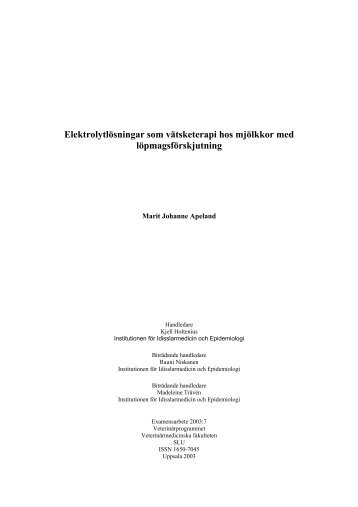 Elektrolytlösningar som vätsketerapi hos mjölkkor med ...