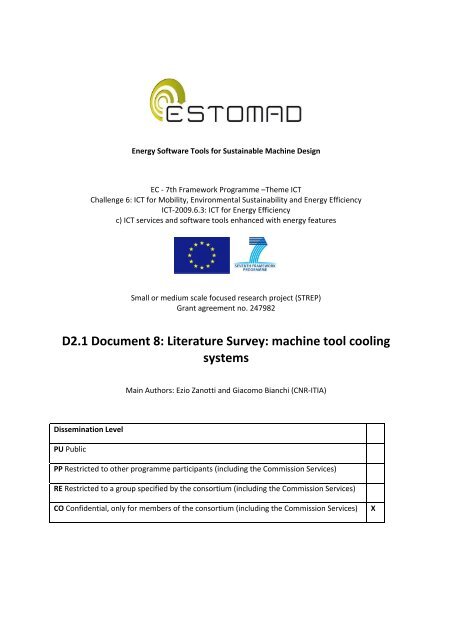 Literature Survey: machine tool cooling systems - ESTOMAD