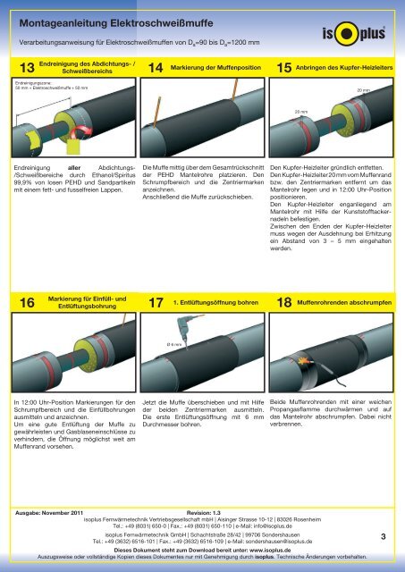 Montageanleitung ElektroschweiÃmuffe - isoplus FernwÃ¤rmetechnik