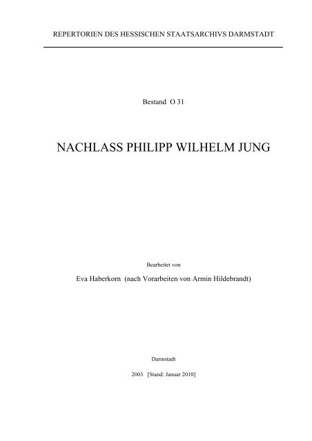 O 31 Nachlass Philipp Wilhelm Jung - Hessen