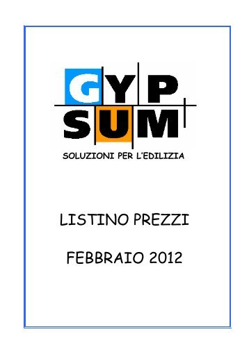 LISTINO PREZZI FEBBRAIO 2012 - GypSum srl