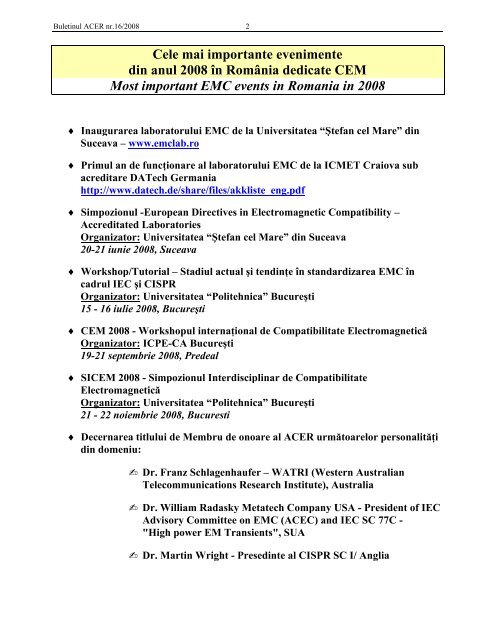 BULETINUL - ACER-Asociatia pentru Compatibilitate ...