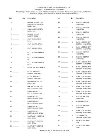 GOINDUSTRY MICHAEL FOX INTERNATIONAL, INC. Catalog For ...