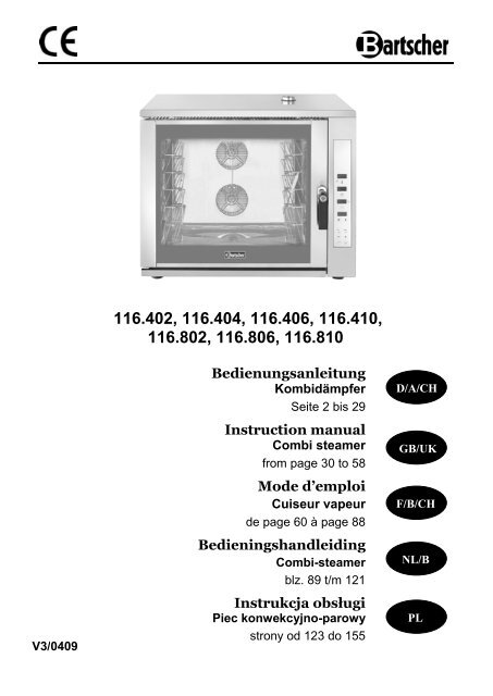 Bedienungsanleitung Instruction manual Mode d ... - Bartscher GmbH