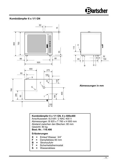 Bedienungsanleitung Instruction manual Mode d ... - Bartscher GmbH