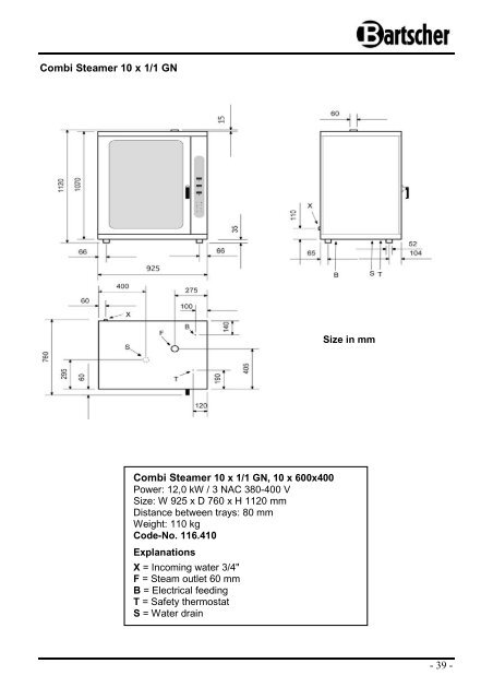 Bedienungsanleitung Instruction manual Mode d ... - Bartscher GmbH