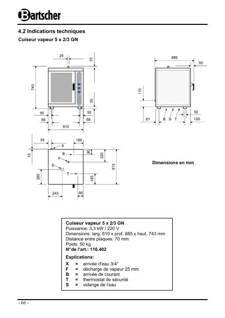 Bedienungsanleitung Instruction manual Mode d ... - Bartscher GmbH