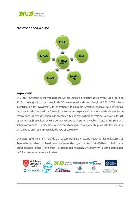 Projetos em curso na Ã¡rea da InovaÃ§Ã£o - ANA Aeroportos de Portugal