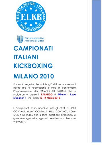 CAMPIONATI ITALIANI KICKBOXING MILANO 2010 - FIKB