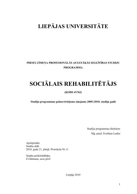 SociÄlais rehablitÄtÄjs - LiepÄjas UniversitÄte