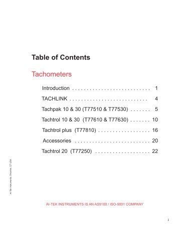 Tachometer Catalog - AI-Tek