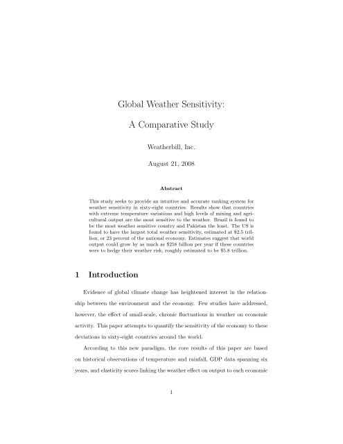 Global Weather Sensitivity: A Comparative Study - albertotroccoli.org