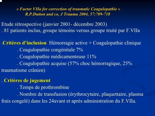 Coagulopathie et polytraumatisme