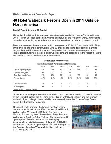 World Hotel Waterpark Construction Report - JLC Hospitality ...