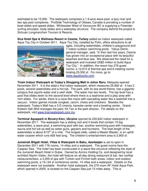 World Hotel Waterpark Construction Report - JLC Hospitality ...