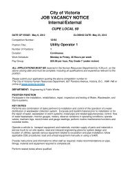 City of Victoria JOB VACANCY NOTICE Internal/External CUPE ...